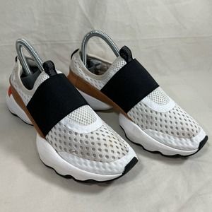 SOREL Kinetic Impact Strap Slip-On Shoes Sea Salt Black White Women’s Size 7